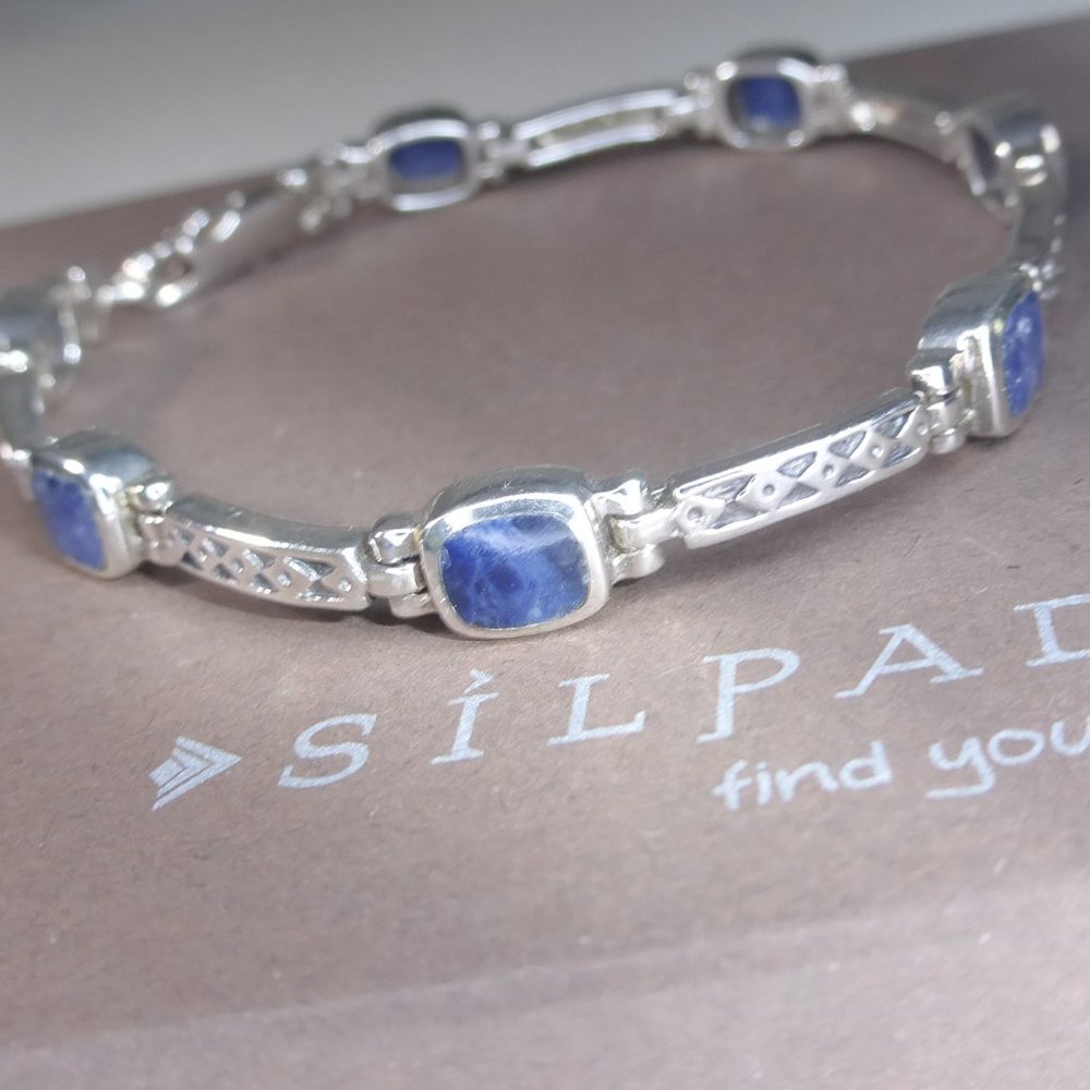 Silpada B0834 Blue Sodalite Sterling Silver Link Aztec Bracelet .925